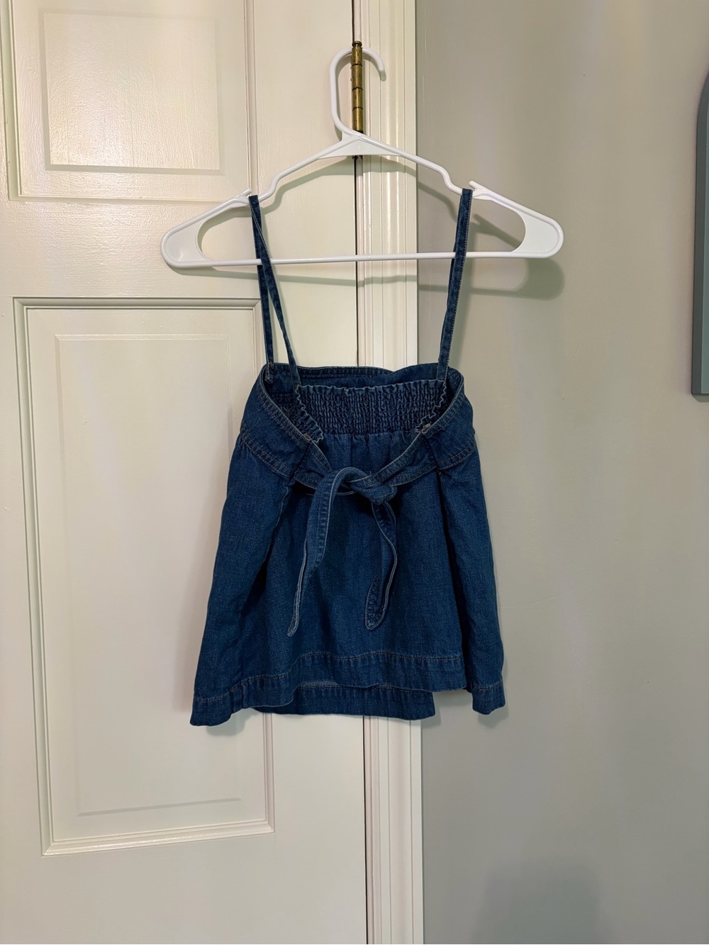 Madewell Smocked Waist Denim Tank Top - Blue - Picture 3 of 4